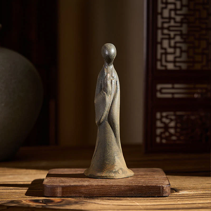 Statua Buddha Stones in piedi senza forma, fatta a mano, in resina fusa, con polvere di ferro e ruggine, decorazione - Image 4
