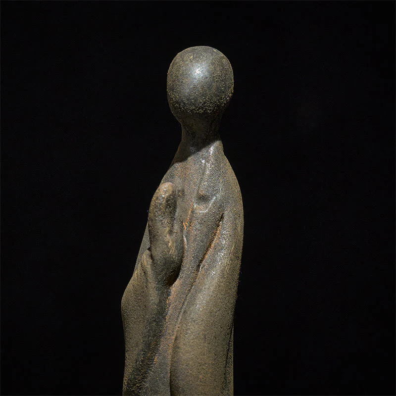 Statua Buddha Stones in piedi senza forma, fatta a mano, in resina fusa, con polvere di ferro e ruggine, decorazione - Image 6
