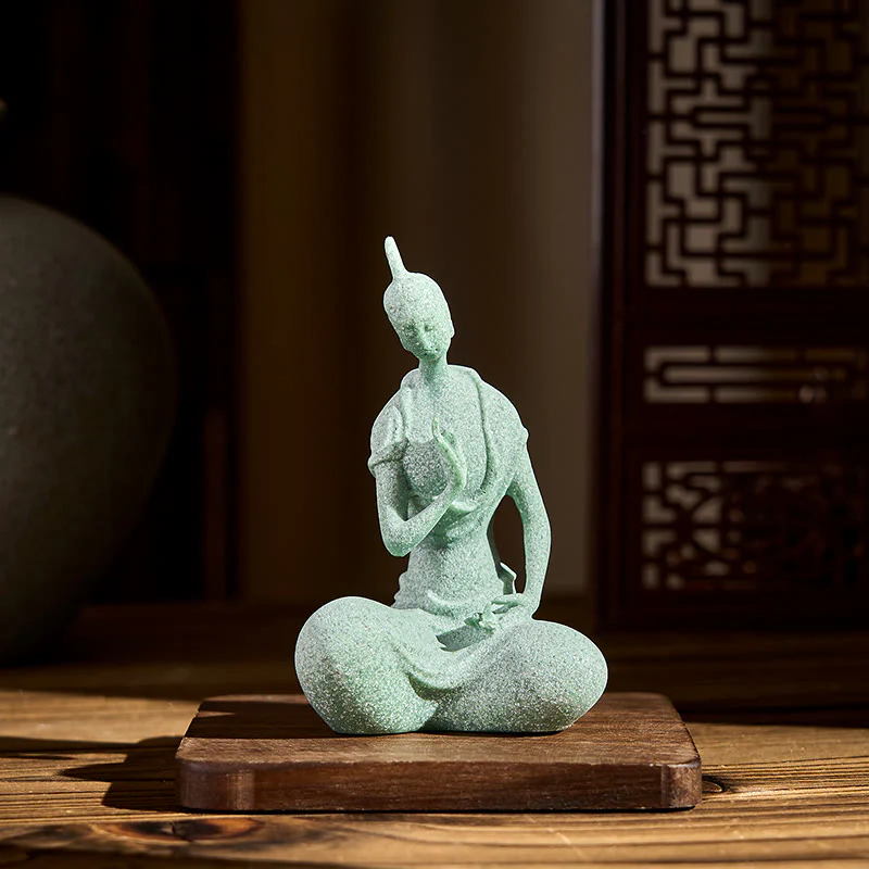 Statua del Buddha Stones in ascolto, in pietra arenaria, decorazione per la casa, 6,5*5,5*9,5 cm - Image 2