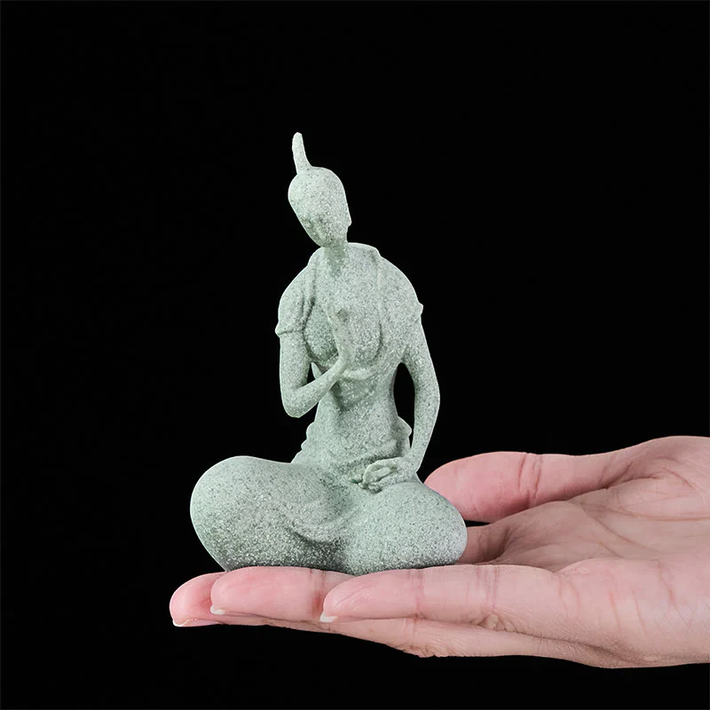 Statua del Buddha Stones in ascolto, in pietra arenaria, decorazione per la casa, 6,5*5,5*9,5 cm - Image 6