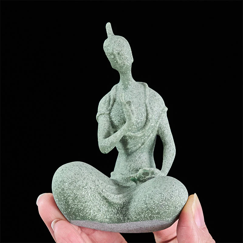 Statua del Buddha Stones in ascolto, in pietra arenaria, decorazione per la casa, 6,5*5,5*9,5 cm - Image 7