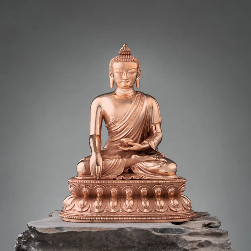 Statua di Buddha Gautama Shakyamuni in rame, decorazione per la casa