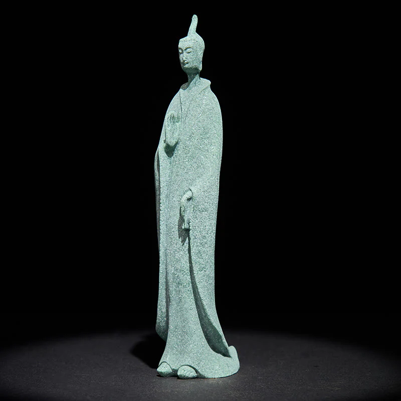Statua di Buddha Stones in piedi, pietra arenaria, decorazione per la casa, 3,8*6,5*17 cm