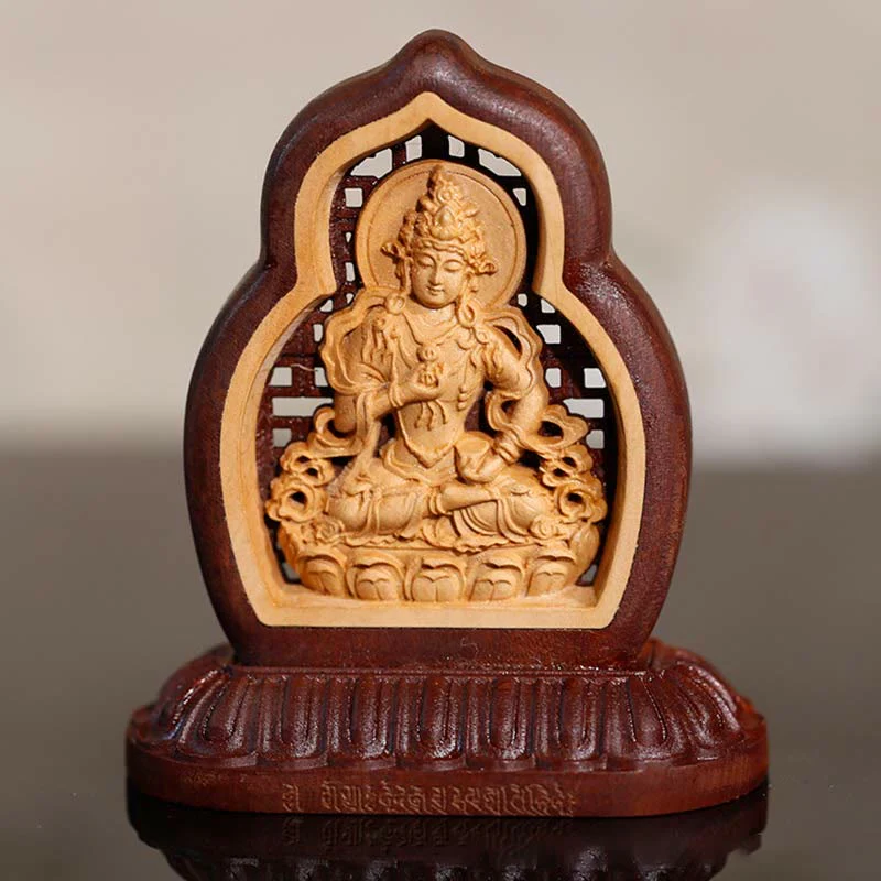 Statua di compassione incisa in legno del Buddha Vajrasattva, decorazione figurina