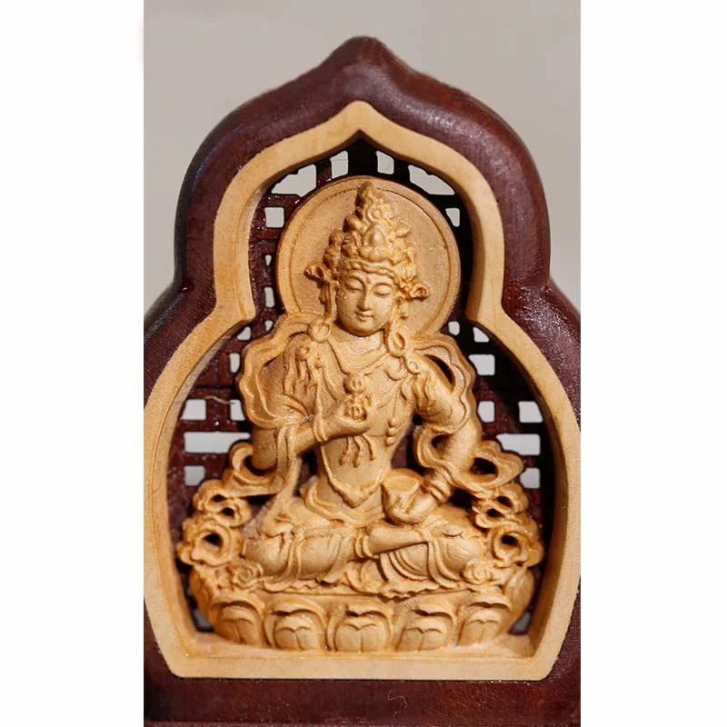 Statua di compassione incisa in legno del Buddha Vajrasattva, decorazione figurina - Image 7