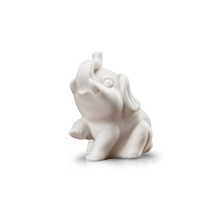 Statua di elefante piccolo Buddha Stones porcellana bianca ceramica forza decorazione scrivania casa - Image 13