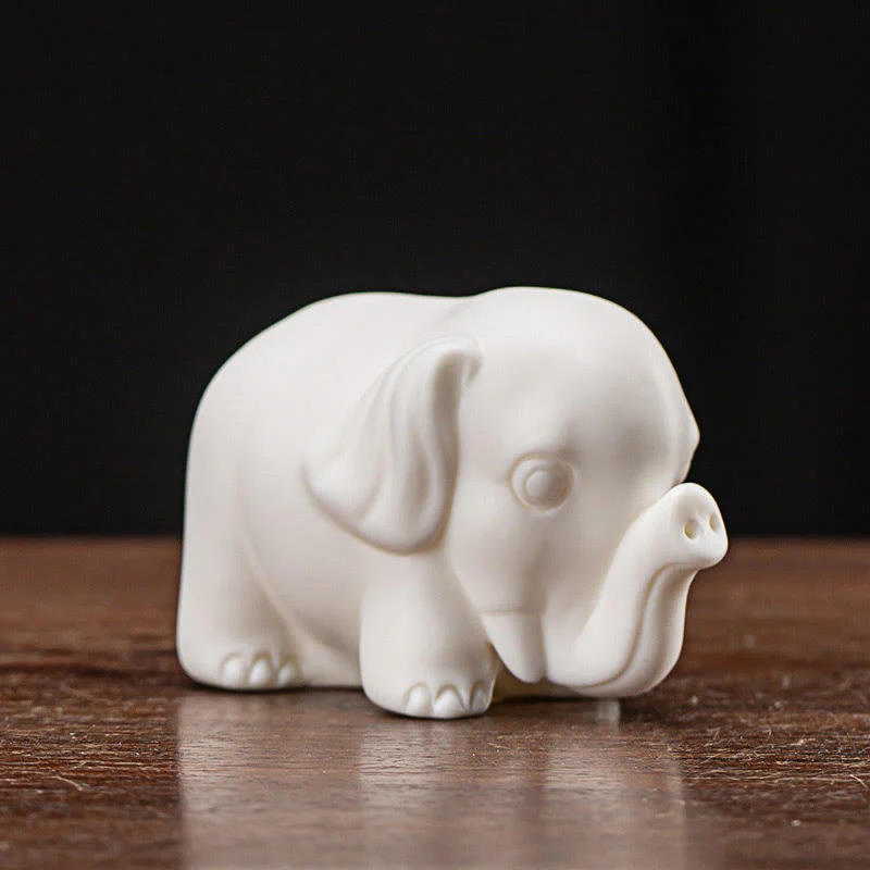 Statua di elefante piccolo Buddha Stones porcellana bianca ceramica forza decorazione scrivania casa - Image 2