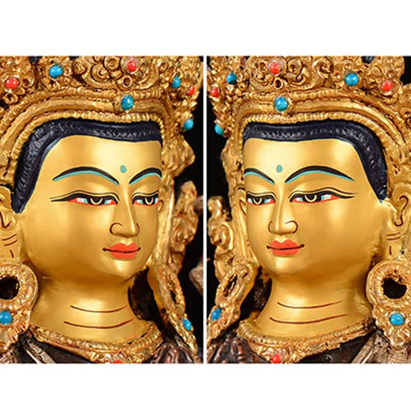 Statua di rame di protezione di Avalokitesvara a quattro braccia del Bodhisattva Chenrezig Decorazione - Image 11