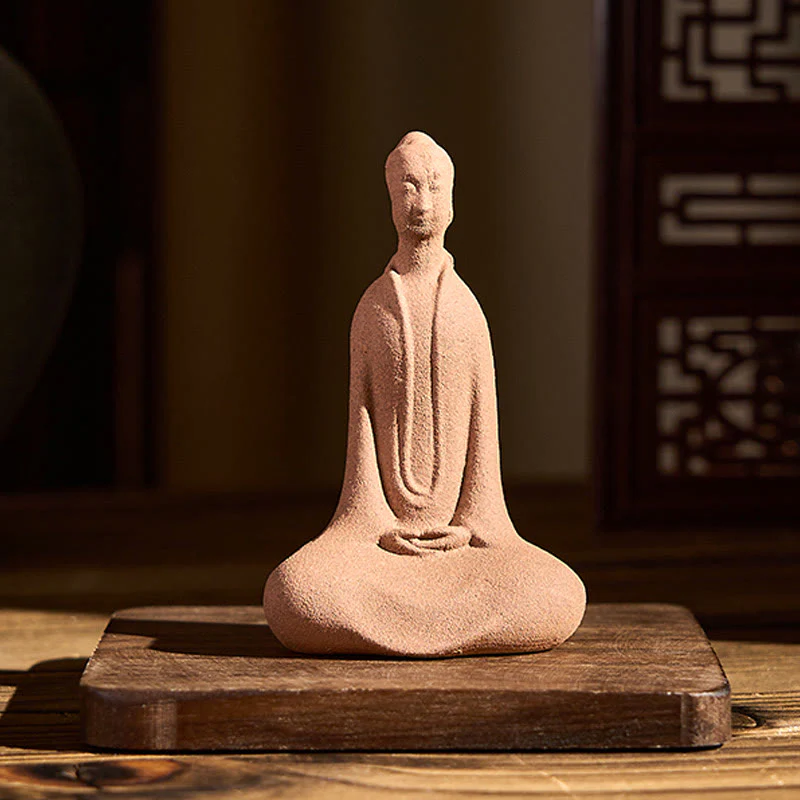 Statua in ceramica Buddha Stones seduto in preghiera, decorazione per la casa Zen, 5*3*8,5 cm - Image 2
