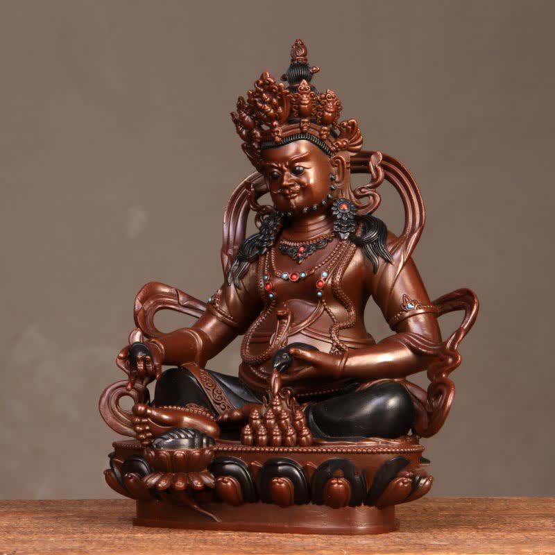 Statua in rame della compassione della statuetta del Bodhisattva Jambhala giallo, decorazione per la casa e l'ufficio - Image 12