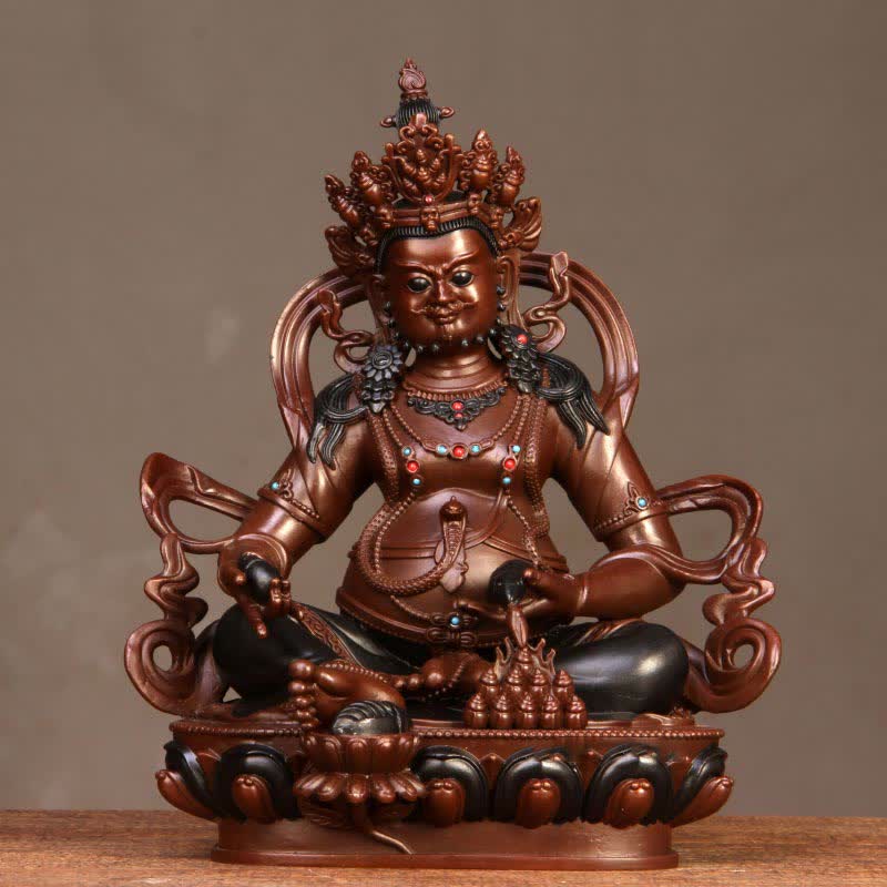 Statua in rame della compassione della statuetta del Bodhisattva Jambhala giallo, decorazione per la casa e l'ufficio - Image 3