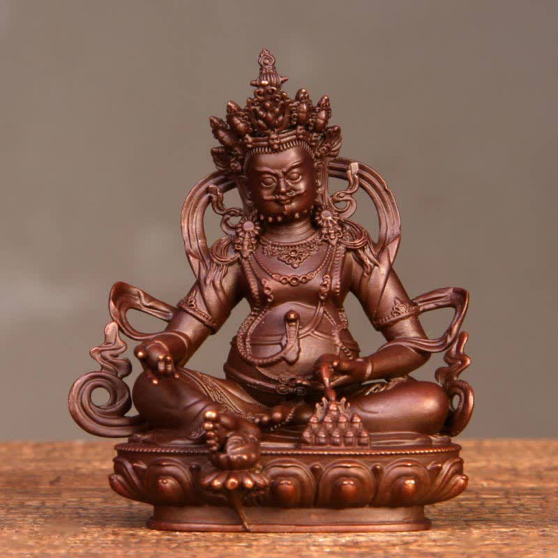 Statua in rame della compassione della statuetta del Bodhisattva Jambhala giallo, decorazione per la casa e l'ufficio - Image 8