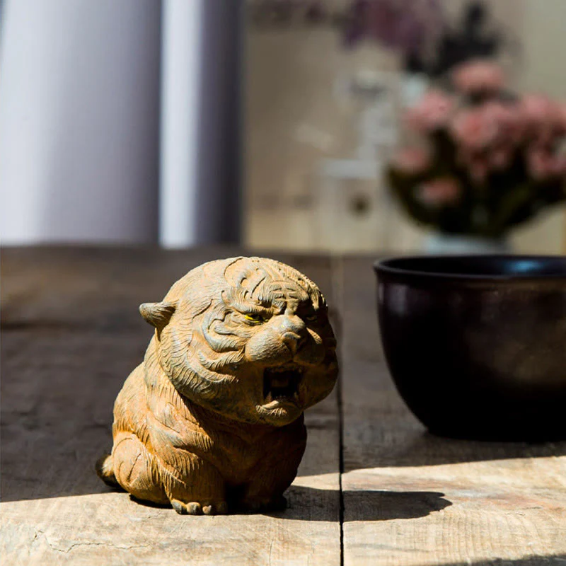 Statua in resina Buddha Stones con polvere di ferro e ruggine fatta a mano in miniatura di tigre ruggente, decorazione per la casa - Image 10