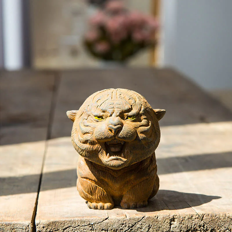 Statua in resina Buddha Stones con polvere di ferro e ruggine fatta a mano in miniatura di tigre ruggente, decorazione per la casa - Image 11