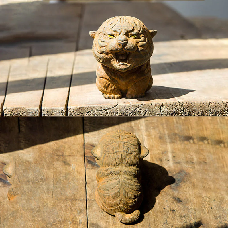 Statua in resina Buddha Stones con polvere di ferro e ruggine fatta a mano in miniatura di tigre ruggente, decorazione per la casa - Image 12