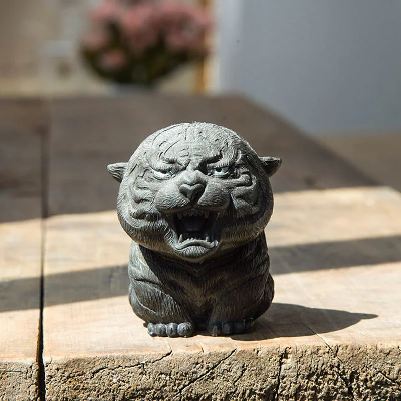 Statua in resina Buddha Stones con polvere di ferro e ruggine fatta a mano in miniatura di tigre ruggente, decorazione per la casa - Image 16