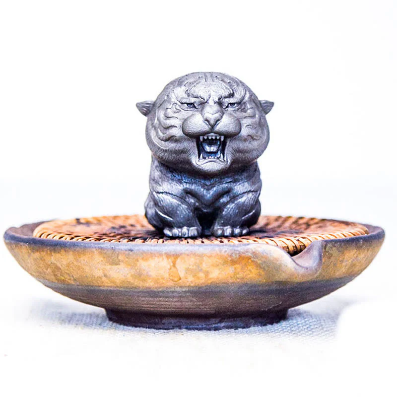 Statua in resina Buddha Stones con polvere di ferro e ruggine fatta a mano in miniatura di tigre ruggente, decorazione per la casa - Image 19