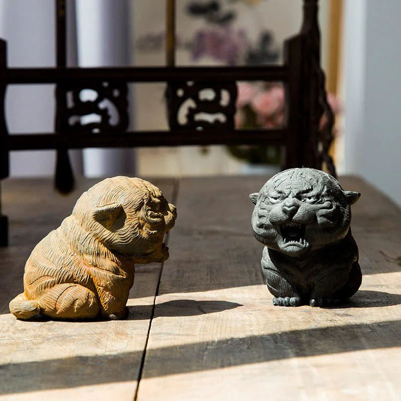 Statua in resina Buddha Stones con polvere di ferro e ruggine fatta a mano in miniatura di tigre ruggente, decorazione per la casa - Image 6