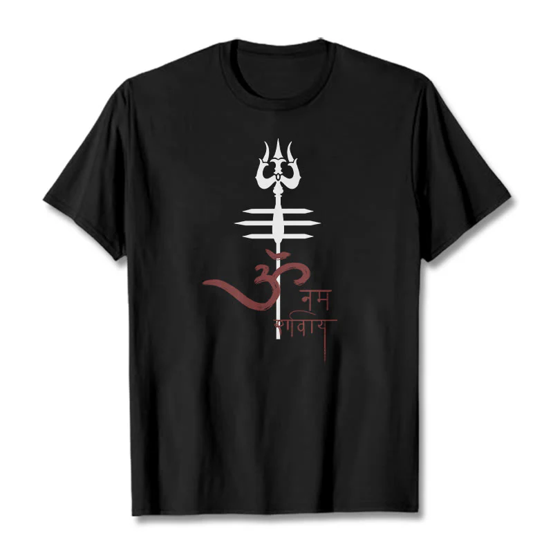 T-shirt in cotone con tridente Buddha Stones OM NAMAH SHIVAYA - Image 3