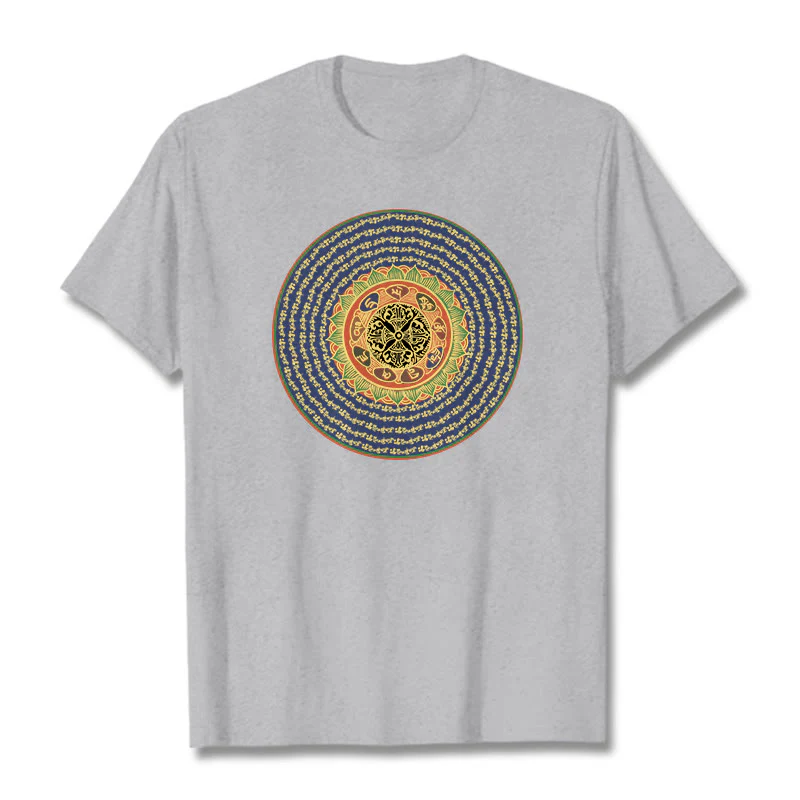 T-shirt in sanscrito con Buddha Stones 108 Om Mani Padme Hum Mantra