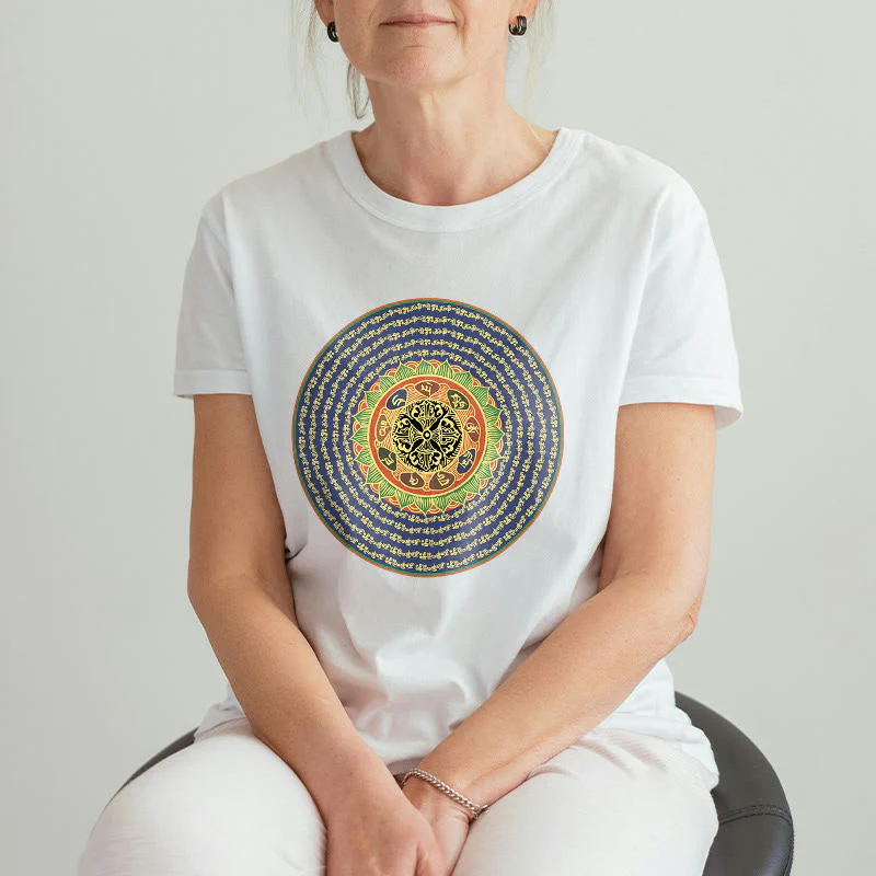 T-shirt in sanscrito con Buddha Stones 108 Om Mani Padme Hum Mantra - Image 7