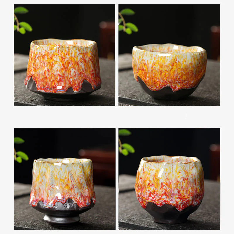 Tazza da tè in ceramica arancione rossa verde gialla Buddha Stones Kung Fu Tea Cup - Image 13
