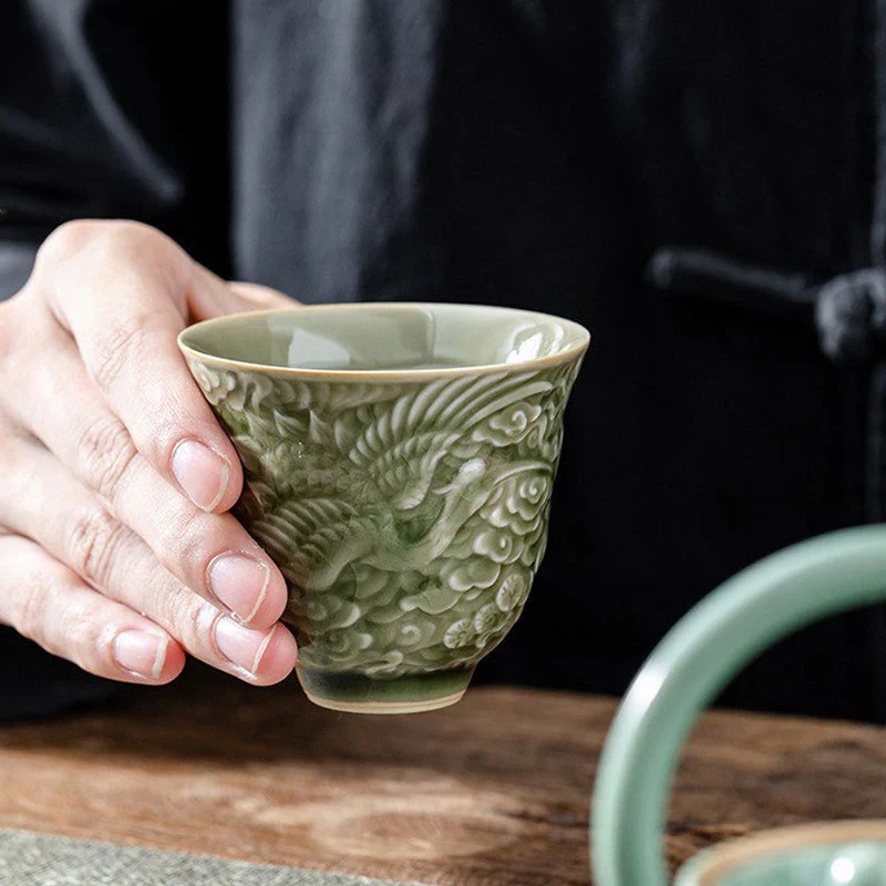 Tazza da tè in ceramica Buddha Stones Crane Pine Kung Fu Tea Cup 80ml - Image 11