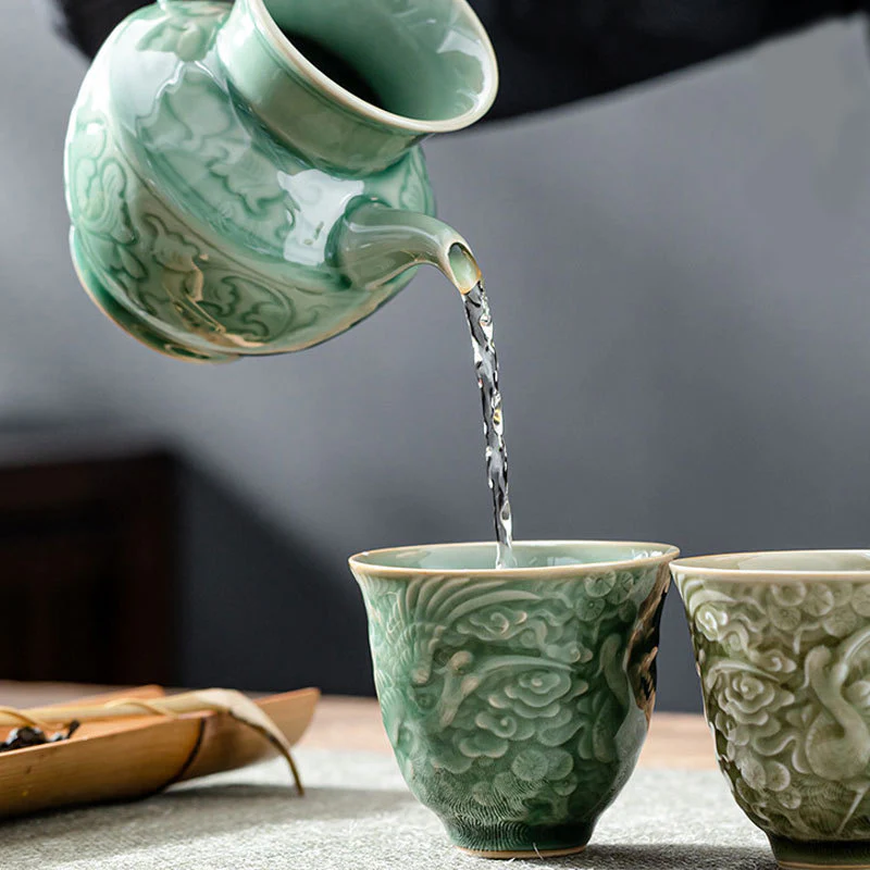 Tazza da tè in ceramica Buddha Stones Crane Pine Kung Fu Tea Cup 80ml - Image 5