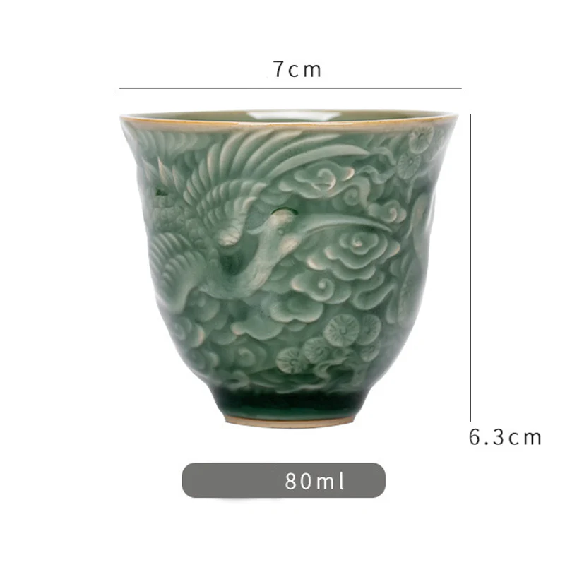 Tazza da tè in ceramica Buddha Stones Crane Pine Kung Fu Tea Cup 80ml - Image 7