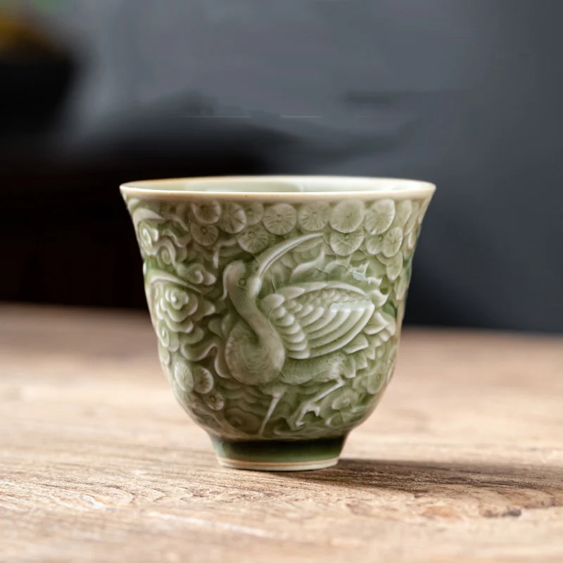 Tazza da tè in ceramica Buddha Stones Crane Pine Kung Fu Tea Cup 80ml - Image 8