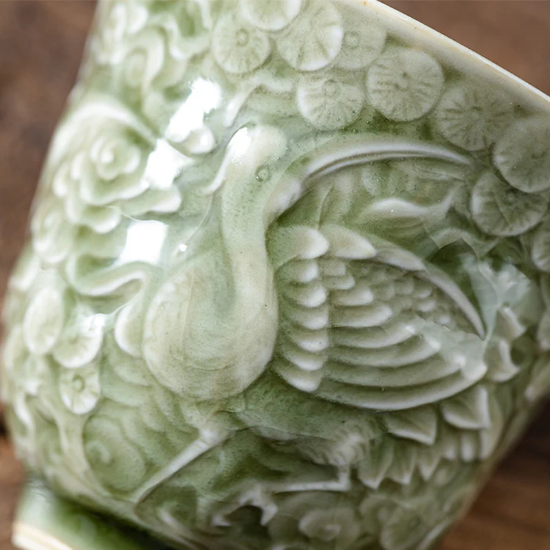 Tazza da tè in ceramica Buddha Stones Crane Pine Kung Fu Tea Cup 80ml - Image 9