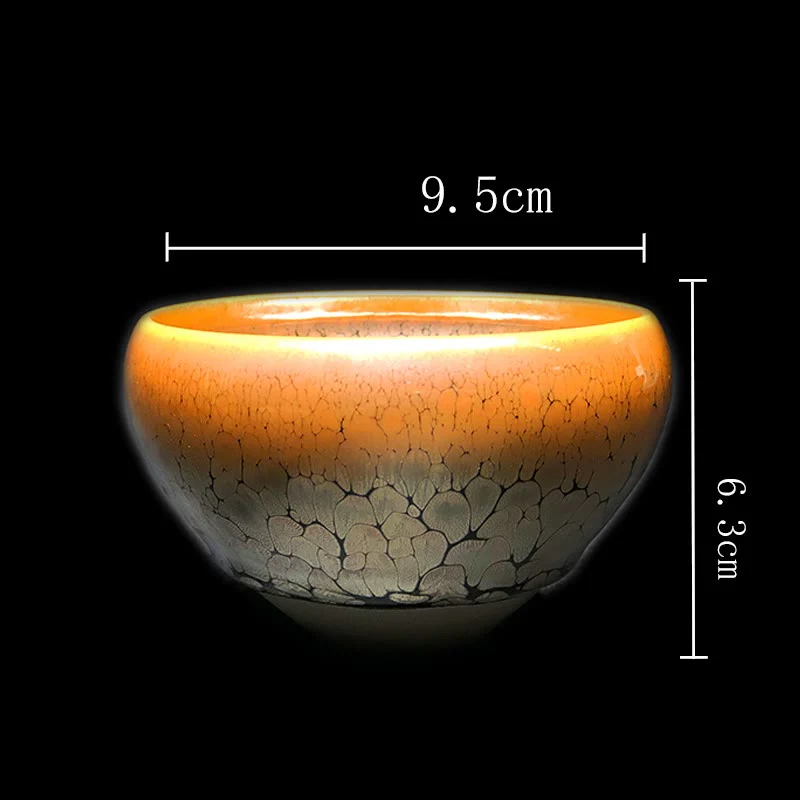 Tazza da tè in ceramica cinese Jianzhan con motivo a pois dorati Buddha Stones Kung Fu Tea Cup Bowl con scatola regalo - Image 8