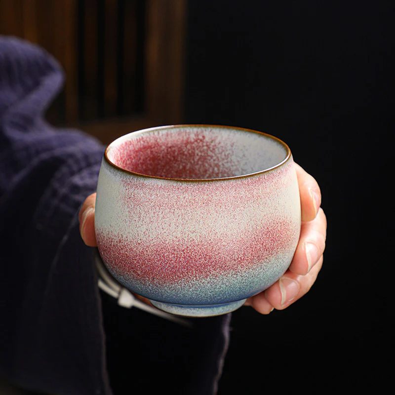 Tazza da tè in ceramica con cambio forno e sfumatura rossa retrò Buddha Stones Kung Fu Tea Cup - Image 3