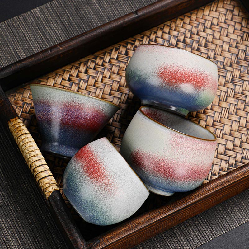 Tazza da tè in ceramica con cambio forno e sfumatura rossa retrò Buddha Stones Kung Fu Tea Cup - Image 9