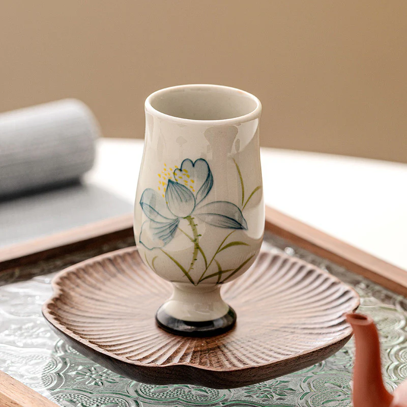 Tazza da tè in ceramica con fiore di loto dipinto a mano, Buddha Stones, tazza da tè Kung Fu - Image 13