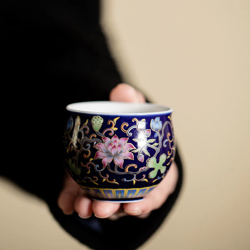 Tazza da tè in ceramica con motivo a baccello di fiore di loto Buddha Stones Kung Fu Tea Cup 80ml - Image 11