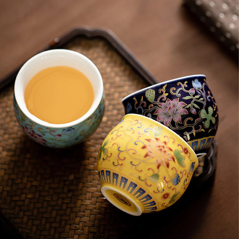 Tazza da tè in ceramica con motivo a baccello di fiore di loto Buddha Stones Kung Fu Tea Cup 80ml - Image 12