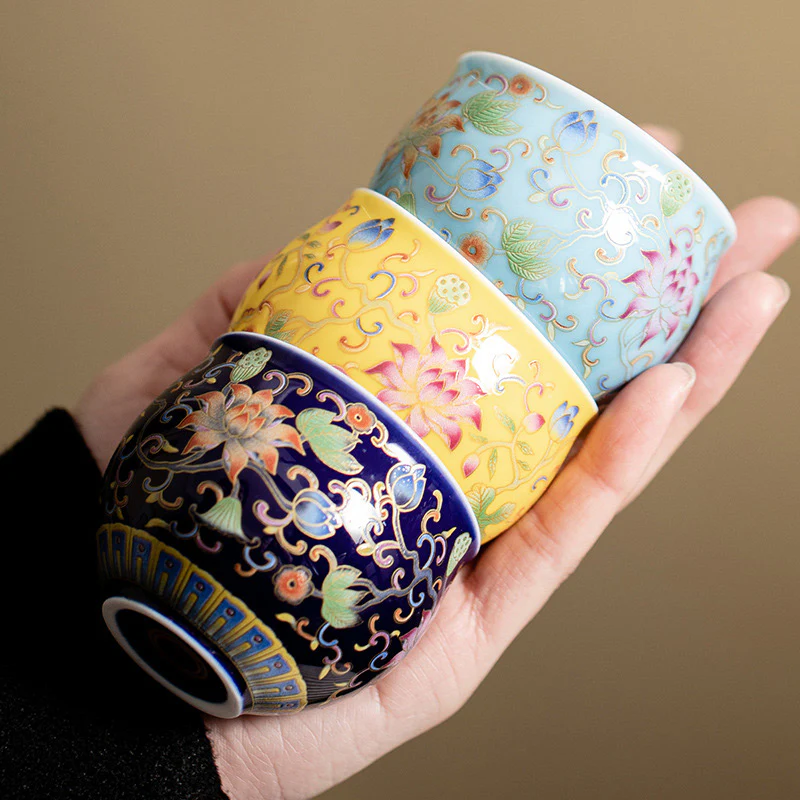 Tazza da tè in ceramica con motivo a baccello di fiore di loto Buddha Stones Kung Fu Tea Cup 80ml - Image 13