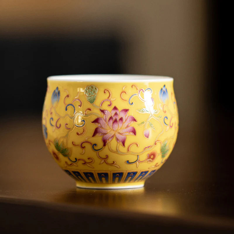 Tazza da tè in ceramica con motivo a baccello di fiore di loto Buddha Stones Kung Fu Tea Cup 80ml - Image 4