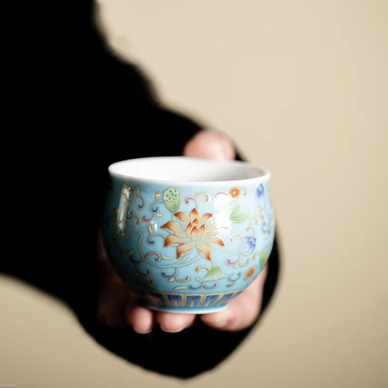 Tazza da tè in ceramica con motivo a baccello di fiore di loto Buddha Stones Kung Fu Tea Cup 80ml - Image 8