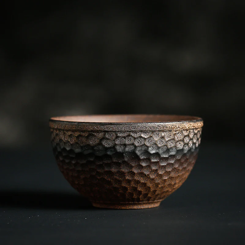 Tazza da tè in ceramica con trama a strisce marroni semplici Buddha Stones Kung Fu Tea Cup Bowl - Image 19
