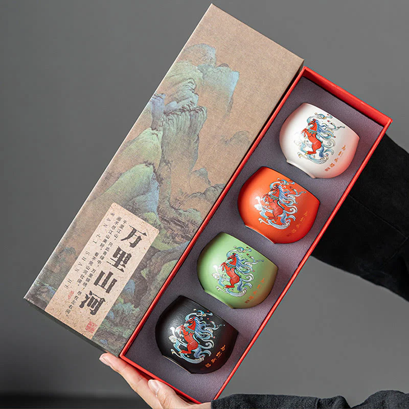 Tazza da tè in ceramica dipinta a mano con motivo Buddha Stones Year of the Horse, tazza da tè Kung Fu - Image 3