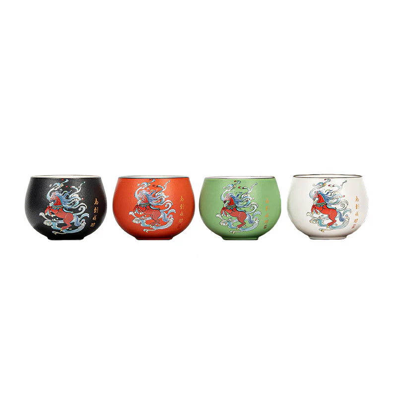 Tazza da tè in ceramica dipinta a mano con motivo Buddha Stones Year of the Horse, tazza da tè Kung Fu - Image 6