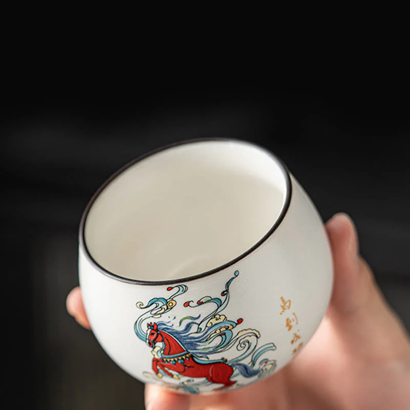 Tazza da tè in ceramica dipinta a mano con motivo Buddha Stones Year of the Horse, tazza da tè Kung Fu - Image 7