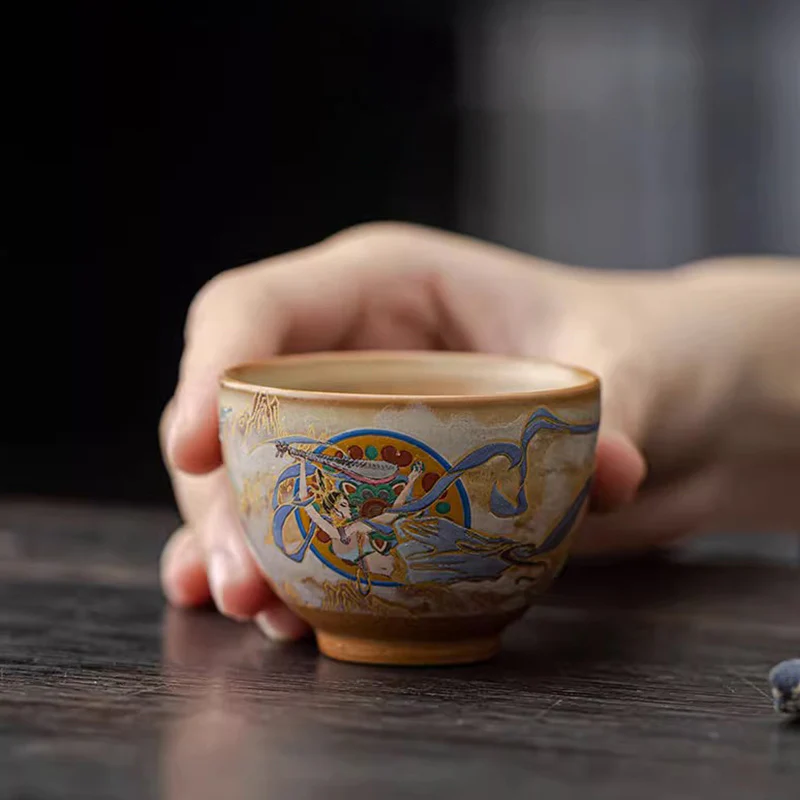 Tazza da tè in ceramica Gaiwan Sancai con Buddha Stones Dunhuang Flying Apsaras Tazza da tè Kung Fu con coperchio - Image 15