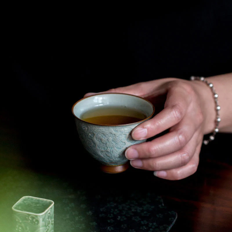 Tazza da tè in ceramica intagliata con Buddha Stones loto Tazza da tè Kung Fu - Image 5