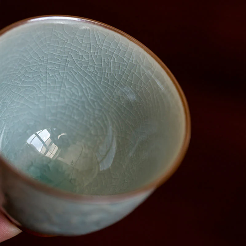 Tazza da tè in ceramica intagliata con Buddha Stones loto Tazza da tè Kung Fu - Image 6