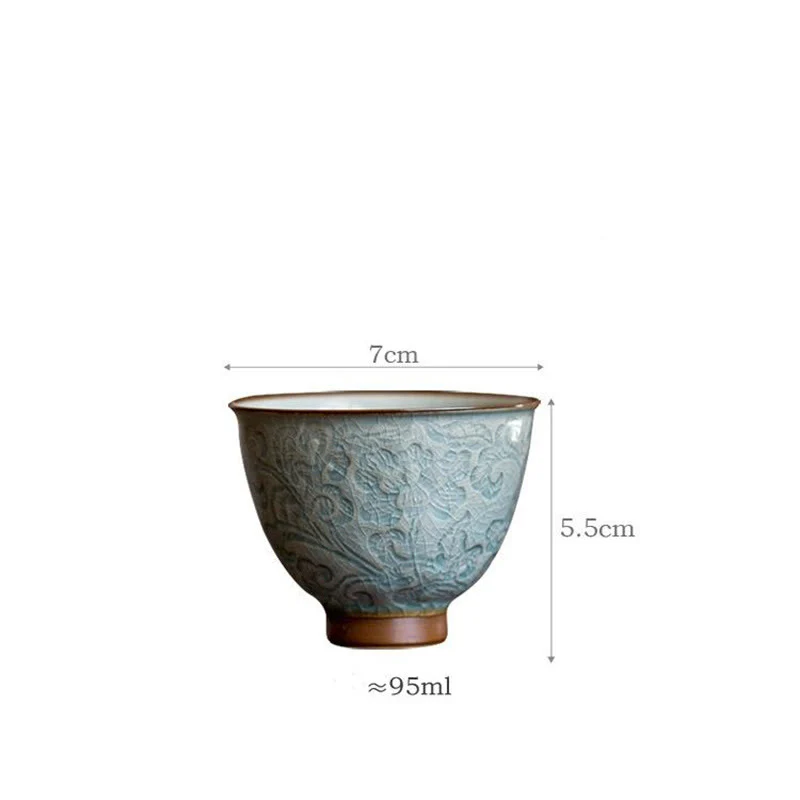 Tazza da tè in ceramica intagliata con Buddha Stones loto Tazza da tè Kung Fu - Image 8
