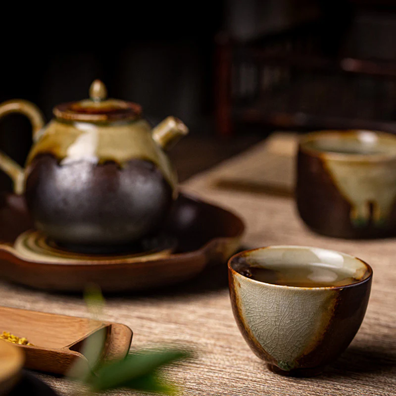 Tazza da tè in ceramica Kung Fu con cambio forno marrone retrò Buddha Stones - Image 11