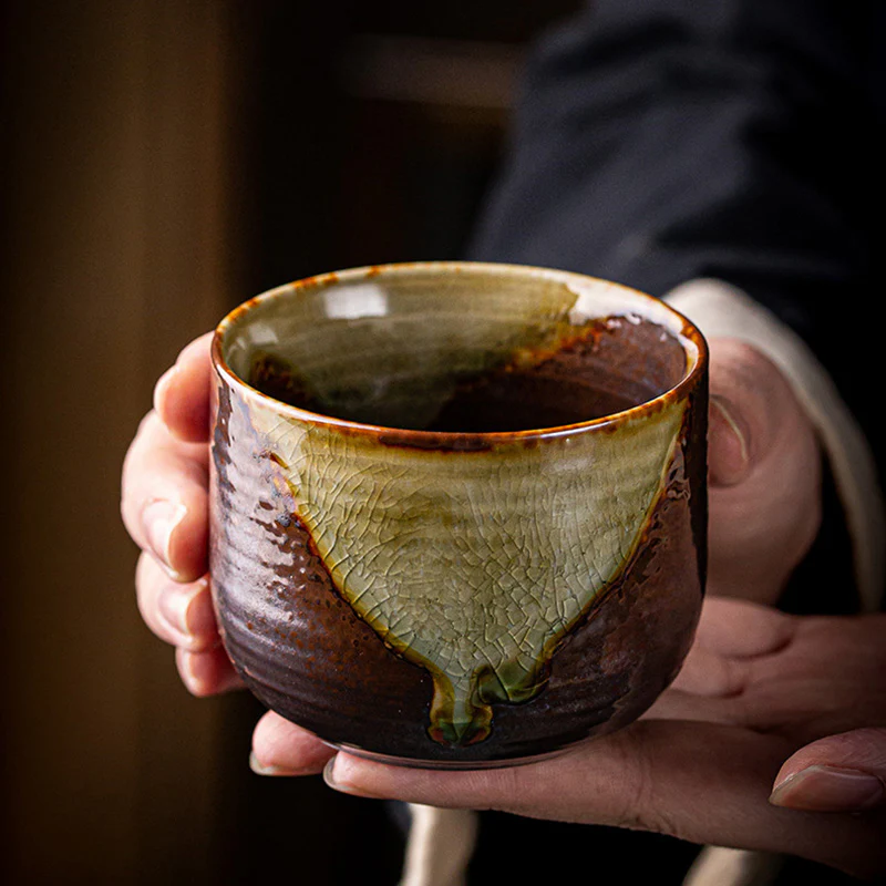 Tazza da tè in ceramica Kung Fu con cambio forno marrone retrò Buddha Stones - Image 13